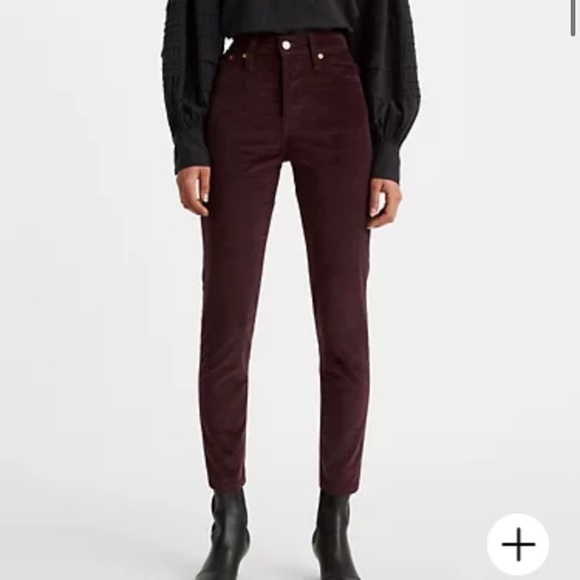 Levi’s Wedgie Skinny Plush Burgundy Corduroy Jeans Size 32 High Rise - Picture 1 of 8